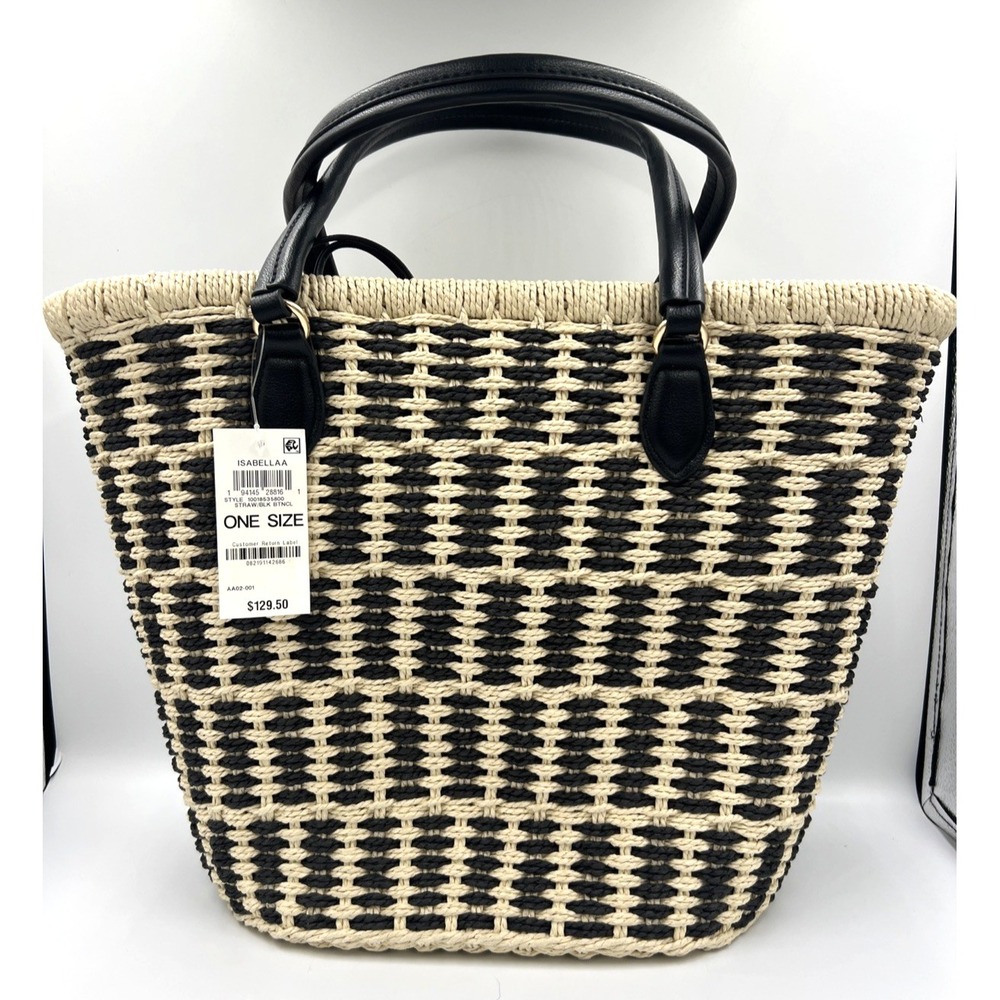 On 34th Isabellaa Straw Tote Bag Black Created For Macys NWT Picnic Bag